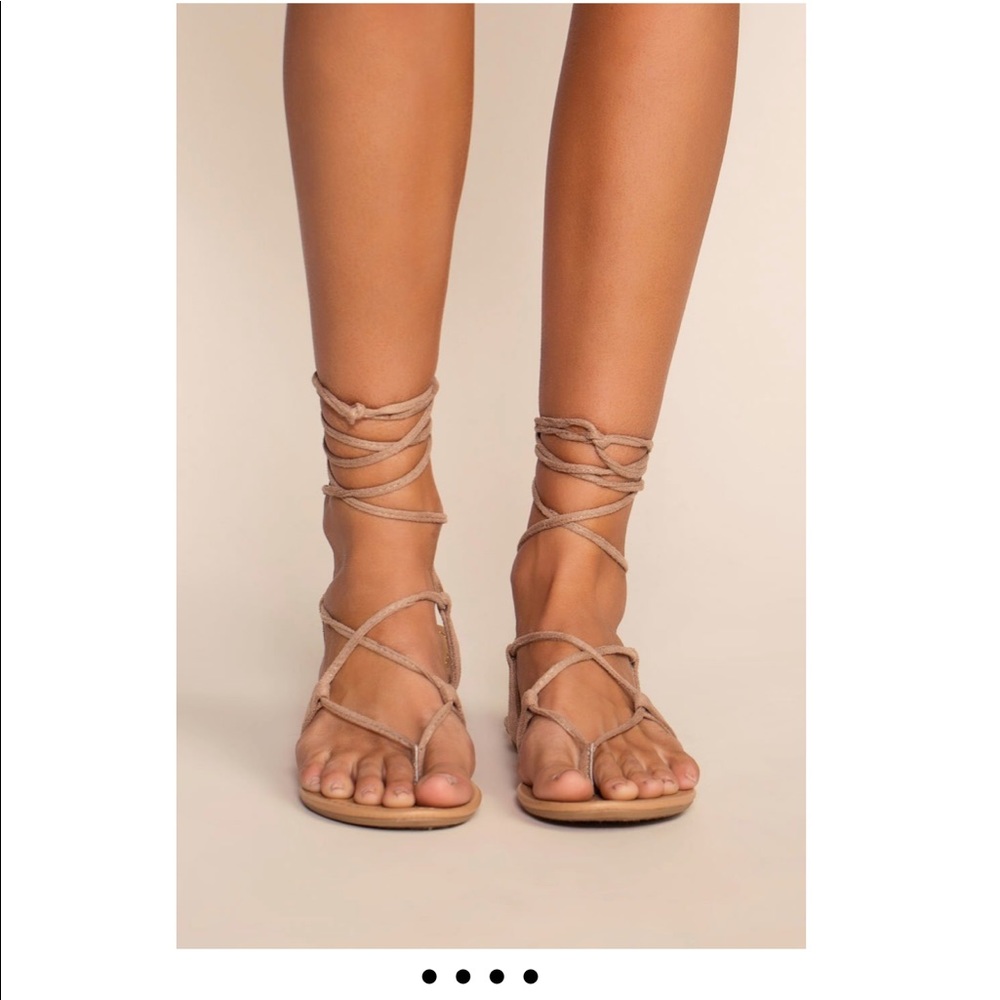 Taupe/tan lace up sandals